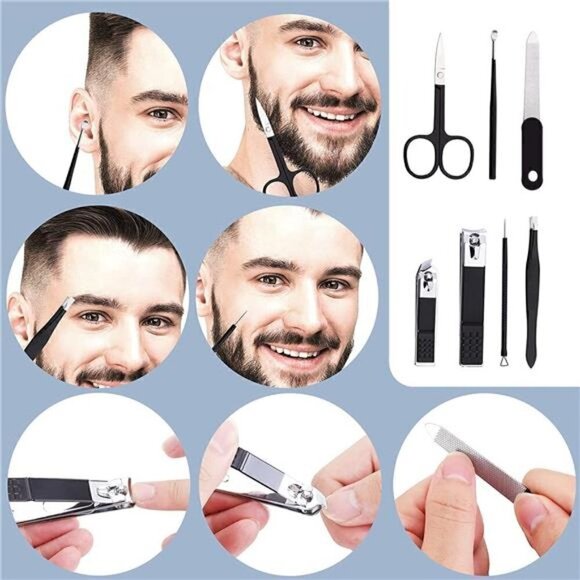 Manicure Set Personal Care Nail Clipper Kit Manicure 8 n 1 Pedicure BLACK WHITE - Picture 4 of 5